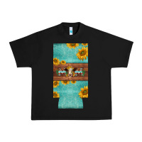 Black mom hereford cattle sunflowers on tooled leather slim can cooler Urban Heavy Tee - BarkalooDesign