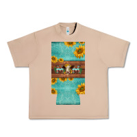 Burro mom hereford cattle sunflowers on tooled leather slim can cooler Urban Heavy Tee - BarkalooDesign
