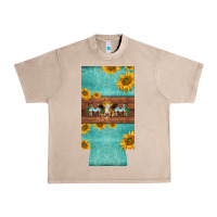 French Oak mom hereford cattle sunflowers on tooled leather slim can cooler Urban Heavy Tee - BarkalooDesign