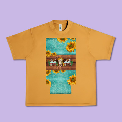 Mom Hereford Cattle Sunflowers On Tooled Leather Slim Can Cooler Urban Heavy Tee Designed By Barkaloodesign