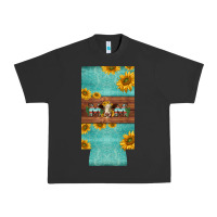 Pigment Black mom hereford cattle sunflowers on tooled leather slim can cooler Urban Heavy Tee - BarkalooDesign
