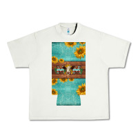 Pistachio mom hereford cattle sunflowers on tooled leather slim can cooler Urban Heavy Tee - BarkalooDesign