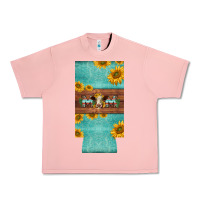 Salmon mom hereford cattle sunflowers on tooled leather slim can cooler Urban Heavy Tee - BarkalooDesign