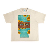 Sandshell mom hereford cattle sunflowers on tooled leather slim can cooler Urban Heavy Tee - BarkalooDesign
