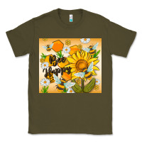 Army Green bee happy Classic Tee - MaliasSmallBusiness