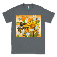 Charcoal Heather bee happy Classic Tee - MaliasSmallBusiness
