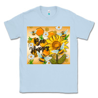 Dusty Blue bee happy Classic Tee - MaliasSmallBusiness