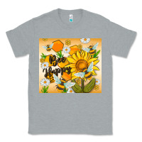 Heather Grey bee happy Classic Tee - MaliasSmallBusiness