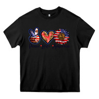 Black peace love america Heavy Core Tee - BarkalooDesign