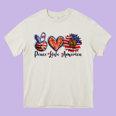 Peace Love America Heavy Core Tee Designed By Barkaloodesign