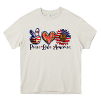 Cream peace love america Heavy Core Tee - BarkalooDesign
