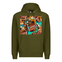 Army Green football cactus sunflower Premium Hoodie - JahusDesignShop