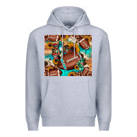 Heather Grey football cactus sunflower Premium Hoodie - JahusDesignShop
