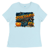 Baby Blue Spooky Saurus Rex Ladies Tee - texasbilliewilder