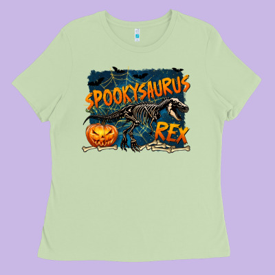 Spooky Saurus Rex Ladies Tee Designed By Texasbilliewilder