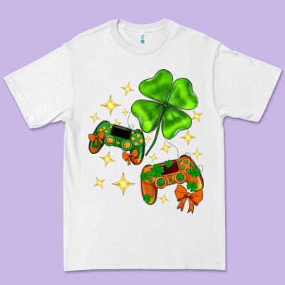 St. Patrick's Day With Game Control And Clover Premium Tee Designed By Neo Western