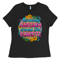 Black throwing sarcasm around like confetti Ladies Tee - Zillion Design Studio