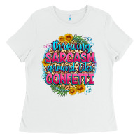 White throwing sarcasm around like confetti Ladies Tee - Zillion Design Studio