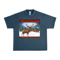 Midnight Navy christmas reindeer red barn country farm christmas Urban Heavy Tee - BarkalooDesign