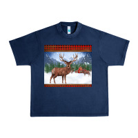 Navy christmas reindeer red barn country farm christmas Urban Heavy Tee - BarkalooDesign