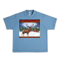 Pebble Blue christmas reindeer red barn country farm christmas Urban Heavy Tee - BarkalooDesign