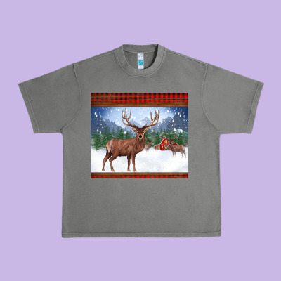 Christmas Reindeer Red Barn Country Farm Christmas Urban Heavy Tee Designed By Barkaloodesign