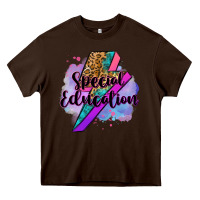 Chocolate Brown special eduation teacher lightning bolt Heavy Core Tee - Zillion Design Studio