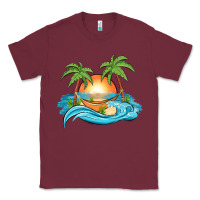 Burgundy sunset beach scene Classic Tee - MaliasSmallBusiness