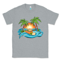 Heather Grey sunset beach scene Classic Tee - MaliasSmallBusiness