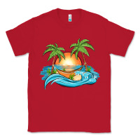 Red sunset beach scene Classic Tee - MaliasSmallBusiness