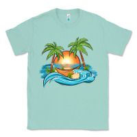 Seafoam sunset beach scene Classic Tee - MaliasSmallBusiness