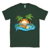 Sports Green sunset beach scene Classic Tee - MaliasSmallBusiness