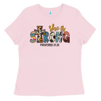 Bubblegum Pink she i̇s strong proverbs 31 25 Ladies Tee - JahusDesignShop