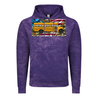 Cloud Purple school bus camouflage american flag license plate Vintage Hoodie - Artiststas