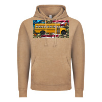 Vintage Coffee school bus camouflage american flag license plate Vintage Hoodie - Artiststas