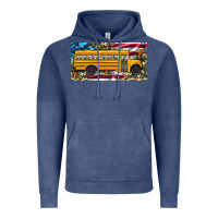Vintage Denim school bus camouflage american flag license plate Vintage Hoodie - Artiststas