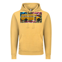 Vintage Mustard school bus camouflage american flag license plate Vintage Hoodie - Artiststas
