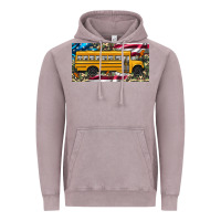 Vintage Zinc school bus camouflage american flag license plate Vintage Hoodie - Artiststas