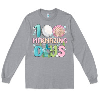Heather Grey 100 mermazing days Long Sleeve Tee - MaliasSmallBusiness
