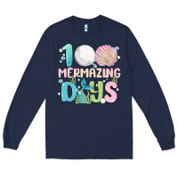 Navy 100 mermazing days Long Sleeve Tee - MaliasSmallBusiness