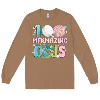 Toasted Coconut 100 mermazing days Long Sleeve Tee - MaliasSmallBusiness