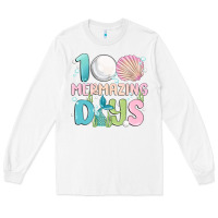 White 100 mermazing days Long Sleeve Tee - MaliasSmallBusiness