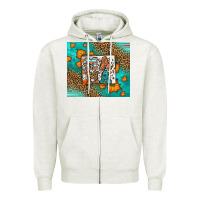 Oatmeal Heather Fall Autumn Leopard Serape Mama Zipper Hoodie - LillyAllenDesigns