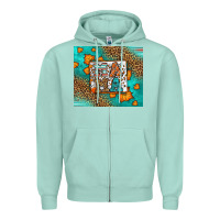 Seafoam Fall Autumn Leopard Serape Mama Zipper Hoodie - LillyAllenDesigns