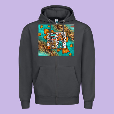 Fall Autumn Leopard Serape Mama Zipper Hoodie Designed By Lillyallendesigns