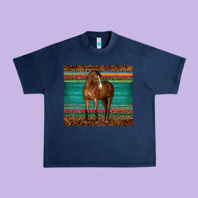 Western Horse Serape  Leather Leopard Urban Heavy Tee Designed By Barkaloodesign