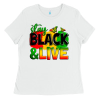 White stay black and live Ladies Tee - Zillion Design Studio