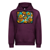 Mauve Wine cowhide leopard turquoise sunflowers pattern olivia Urban Hoodie - OliviaCreatesArt