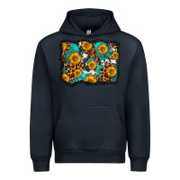 Navy cowhide leopard turquoise sunflowers pattern olivia Urban Hoodie - OliviaCreatesArt