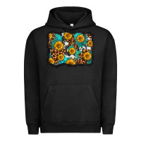 Pigment Black cowhide leopard turquoise sunflowers pattern olivia Urban Hoodie - OliviaCreatesArt